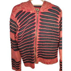 ART STUDIO PRODUCE vintage /distressed Y2K zip up hoodie/ size Medium